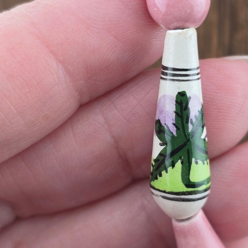 Hand-Painted Ceramic Beaded Necklace With Wildlife & Landscape Scenes READ - Picture 4 of 13